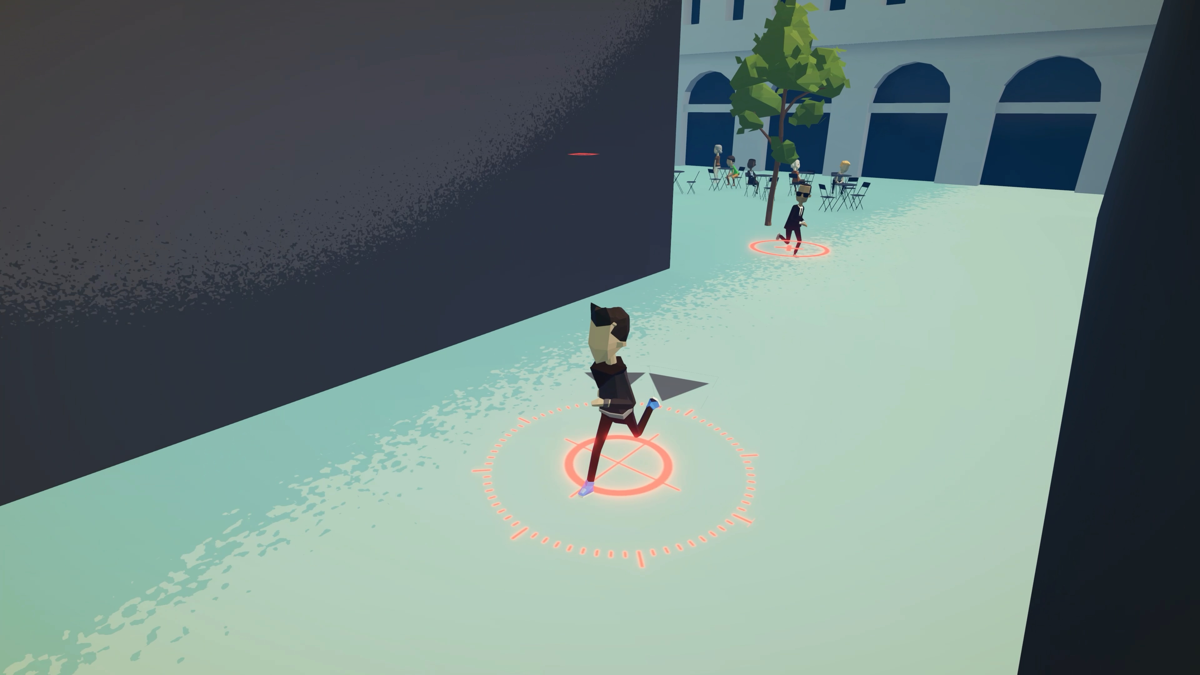 Protagonist running from agents